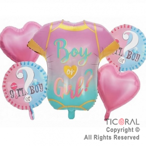 SET DE GLOBOS METALIZADO BOY OR GIRL 5 UNIDADES